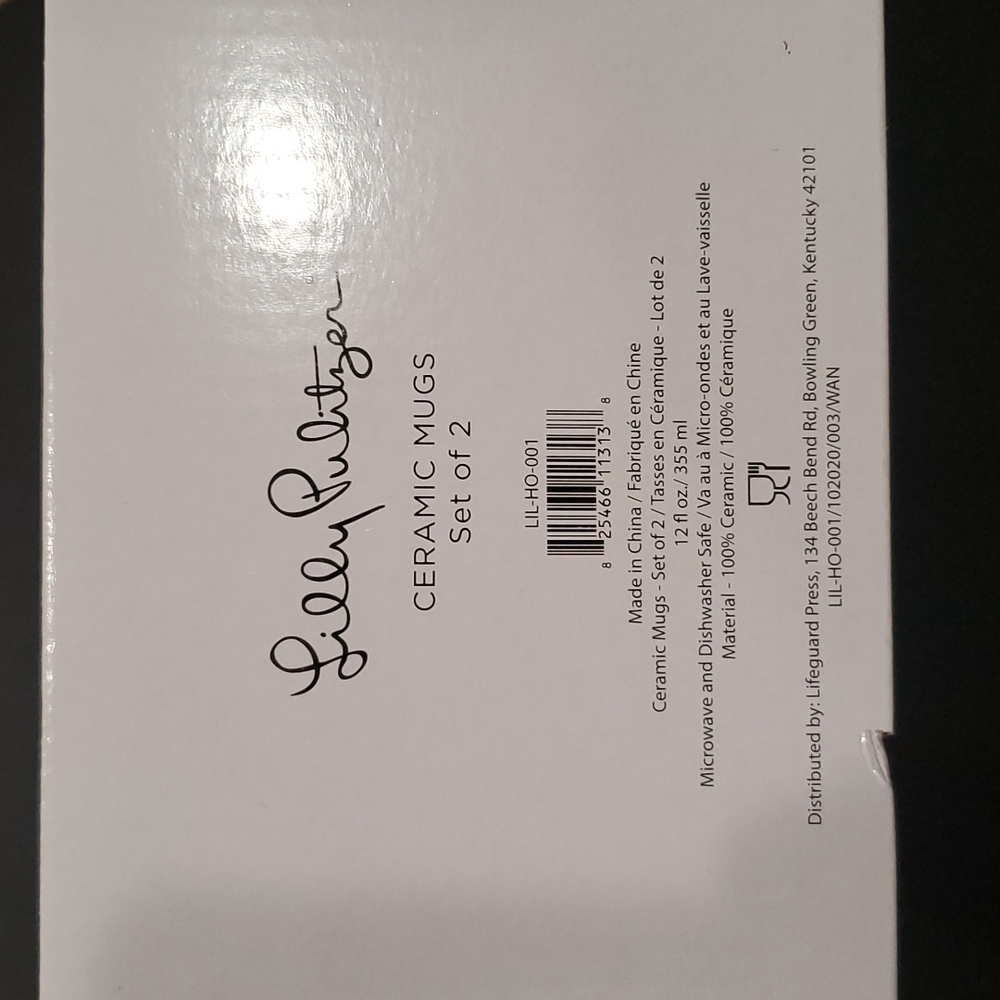 New in Box!  Lilly Pulitzer Ceramic Mugs - Set of 2 - Picture 9 of 9